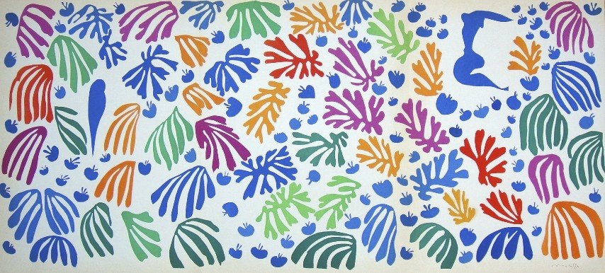 Henri Matisse "Verve Paris" signed original Lithograph: Henri Matisse, original Lithograph "La Perruche et la Sirene". From a signed VIP book "Verve Paris" from 1953. Hand signed by Matisse in pencil. Editeur Fernand Mourlot. Size: 13.8 x 30.7 in (35 x 78 