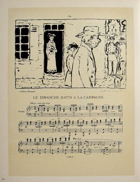 PIERRE BONNARD, Signed Lithograph 1894: Signed Lithograph by Pierre Bonnard "Pantheon Courcelles". Published in 1894. Hand signed by Bonnard in pencil. Prov: Galerie les Tourettes, Dr. A. Wertheimer, Paris. Size: 12.2 x 9.4 in (31 x 24 cm).