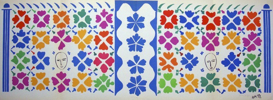 Henri Matisse "Verve Paris" signed original Lithograph: Henri Matisse, original Lithograph "Decoration - Masques". From a signed VIP book "Verve Paris" from 1953. Hand signed by Matisse in pencil and signed in the plate. Editeur Fernand Mourlot. Size: 13.8