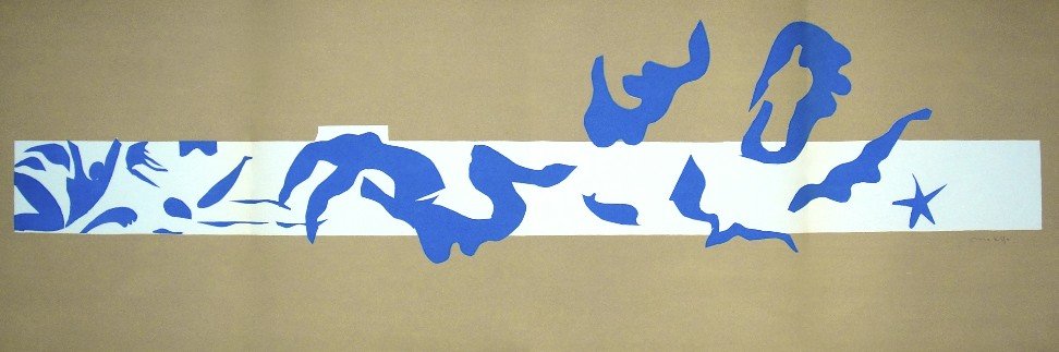 Henri Matisse "Verve Paris" signed original Lithograph: Henri Matisse, original Lithograph "La Piscine". From a signed VIP book "Verve Paris" from 1953. Hand signed by Matisse in pencil. Editeur Fernand Mourlot. Size: 13.8 x 40.55 in (35 x 103 cm), with th