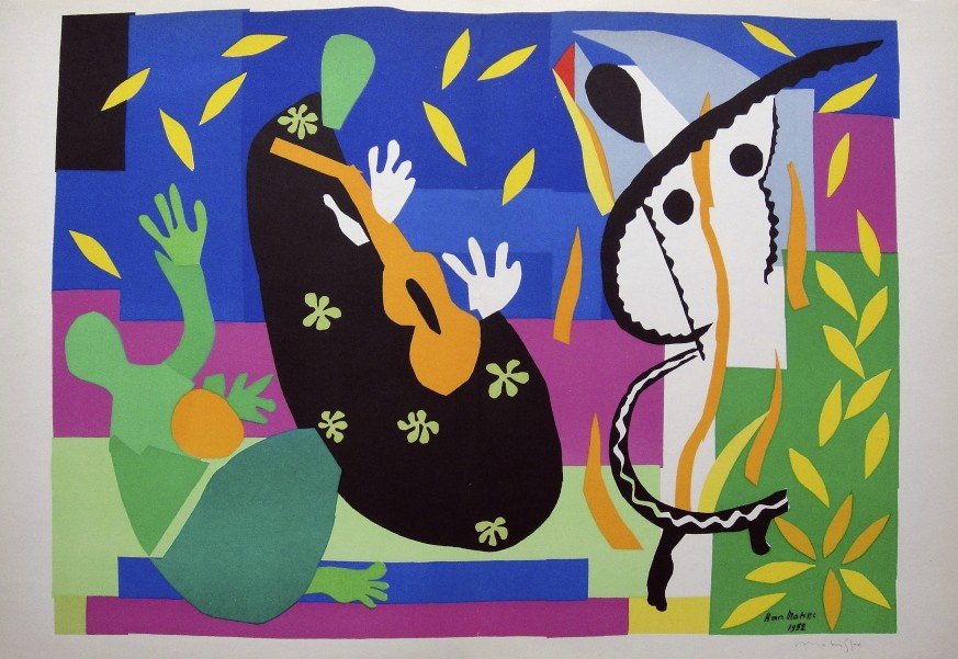 Henri Matisse "Verve Paris" signed original Lithograph: Henri Matisse, original Lithograph "Tristesse du Roi". From a signed VIP book "Verve Paris" from 1953. Hand signed by Matisse in pencil and signed in the plate. Editeur Fernand Mourlot. Size: 13.8 x 2