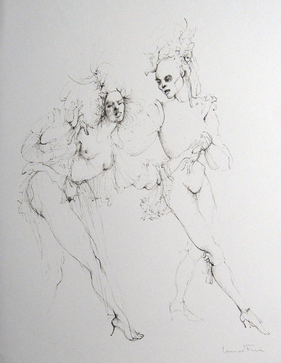 Leonor FINI, signed original Lithograph 1973: Original Lithograph by Leonor FINI. Hand signed by Fini in pencil. From a signed VIP book published in 1973. Size: 14.2 x 11 inches (36 x 28 cm). Very beautiful and rare lithograph in best conditions.