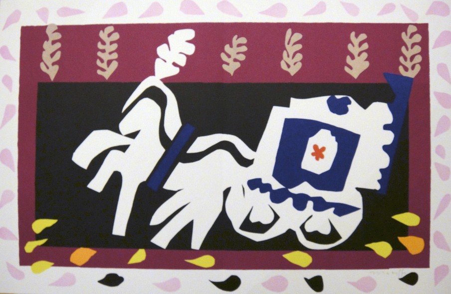 Henri Matisse, signed Lithograph "Jazz", 1951: Henri Matisse, signed lithograph from the VIP folder "Jazz". Hand signed by Matisse in pencil. 2. Edition, published in 1951. Prov: Galerie les Tourettes, Dr. Anne Wertheimer, Paris. Size: 14.57 x 22.