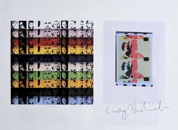 ANDY WARHOL, Signed Print, 1982: Andy WARHOL, "Portraits of the Artists - Eric Emerson" signed Print. From a signed VIP book from 1982. Hand signed by Andy Warhol in black pen. Size: 7.09 x 9.06 inches (18 x 23 cm), printed on the ba