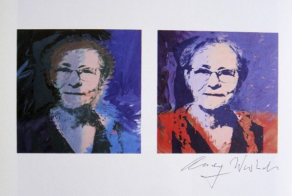 ANDY WARHOL, Signed Print, 1982: Andy WARHOL, "Julia Warhola" signed Print. From a signed VIP book from 1982. Hand signed by Andy Warhol in black pen. Size: 8.66 x 9.06 inches (22 x 23 cm), printed on the back.