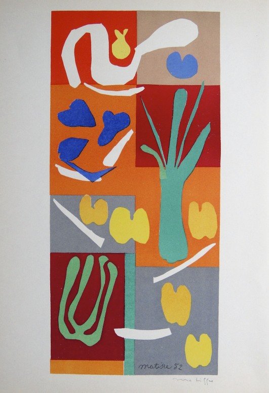 Henri Matisse "Verve Paris" signed original Lithograph: Henri Matisse, original Lithograph "Vegetaux". From a signed VIP book "Verve Paris" from 1953. Hand signed by Matisse in pencil and signed in the plate. Editeur Fernand Mourlot. Size: 13.8 x 10.2 in (