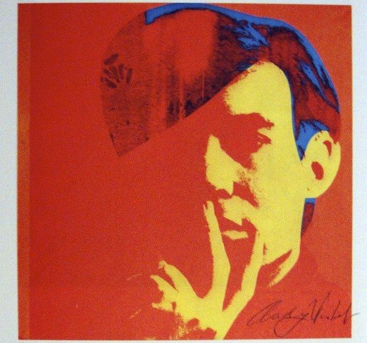 ANDY WARHOL, Signed Print, 1982: Andy WARHOL, "Self Portrait", signed special Print. From a signed VIP-catalog from 1982. Hand signed by Andy Warhol in black pen. Size: 7.5 x 8.07 in (19 x 20.5 cm), printed on the back.