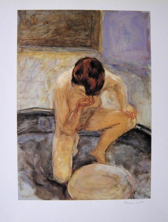 Pierre Bonnard, special signed Print: Pierre Bonnard special Print "Femme nue". Hand signed with pencil by Bonnard. From a signed VIP book. Prov: Galerie les Tourettes, Dr. A. Wertheimer, Paris. Size: 11.61 x 9.06 inches (29.5 x 23 cm), p