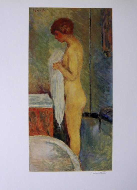 Pierre Bonnard, special signed Print: Pierre Bonnard special Print "Femme nue". Hand signed with pencil by Bonnard. From a signed VIP book. Prov: Galerie les Tourettes, Dr. A. Wertheimer, Paris. Size: 11.61 x 9.06 inches (29.5 x 23 cm), p