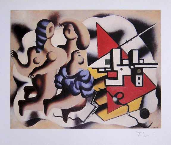 Fernand Leger, special signed Print: Fernand Leger special Print "Danseurs avec la touche ou le triangle". Hand signed with pencil by Leger and signed in the plate. From a signed VIP book. Prov: Galerie les Tourettes, Dr. A. Wertheimer,