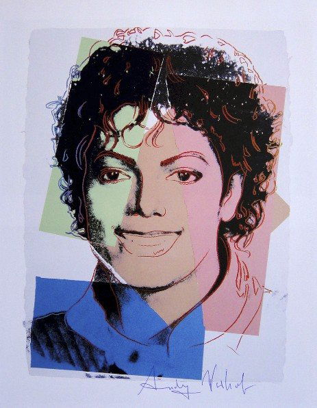 ANDY WARHOL, Signed Print, 1982: Andy WARHOL, "Michael Jackson" signed Print. From a signed VIP book from 1982. Hand signed by Andy Warhol in blue pen. Size: 10.6 x 8.7 in (27 x 22 cm), printed on the back.