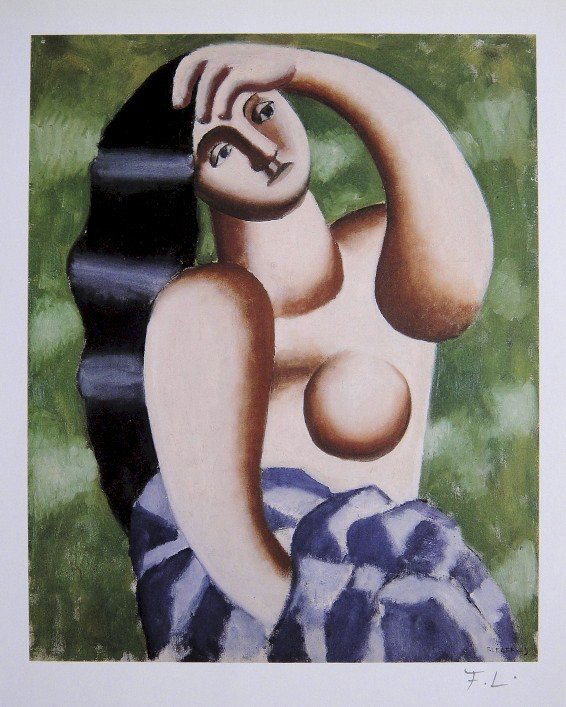 Fernand Leger, special signed Print: Fernand Leger special Print "Torse Feminin". Hand signed with pencil by Leger and signed in the plate. From a signed VIP book. Prov: Galerie les Tourettes, Dr. A. Wertheimer, Paris. Size: 11.61 x 9.06