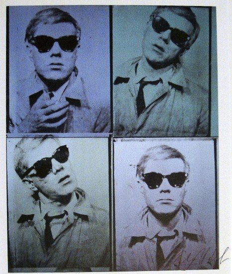 ANDY WARHOL, Signed Print, 1982: Andy WARHOL, "Self Portrait", signed special Print. From a signed VIP-catalog from 1982. Hand signed by Andy Warhol in black pen. Size: 9.45 x 8.07 in (24 x 20.5 cm), printed on the back.