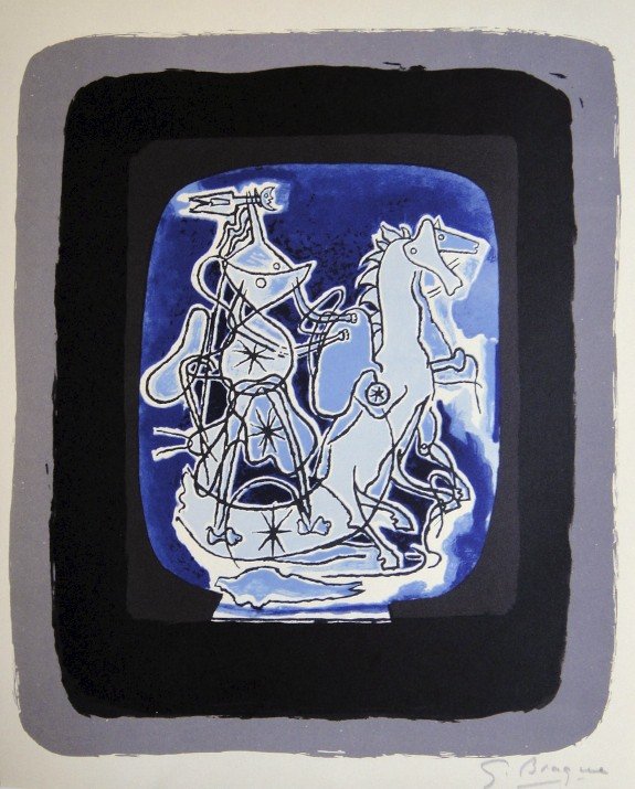 GEORGES BRAQUE, Signed Lithograph, 1963: Georges BRAQUE, signed Lithograph 1963. Hand signed by Braque in pencil. Signed VIP book edition of "Lithograph". Printed by Fernand Mourlot and AndrŽ Sauret, Union de Paris / 1963. Size: 11.8 x 9.4 