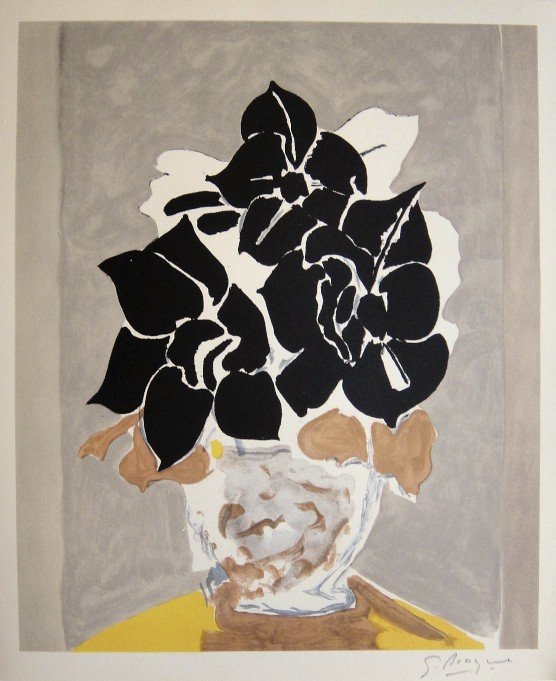 GEORGES BRAQUE, Signed Lithograph, 1963: Georges BRAQUE, signed Lithograph 1963. Hand signed by Braque in pencil. Signed VIP book edition of "Lithograph". Printed by Fernand Mourlot and AndrŽ Sauret, Union de Paris / 1963. Size: 11.8 x 9.4 