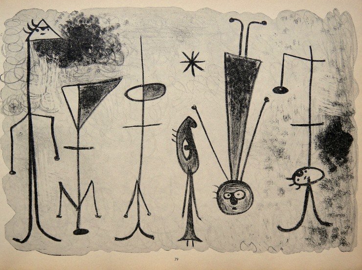 JOAN MIRO, Hand signed Print, 1954: Beautiful signed lithograph "Der Taucher" by Joan Miro. Hand signed by Miro in pencil. This lithograph was part of the signed VIP book "The Graphic Work". Prov: Mourlot / Aime Maeght Staedtische Galer
