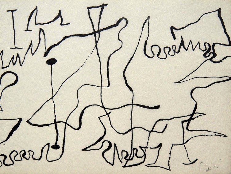 JOAN MIRO, Hand signed Print, 1954: Beautiful signed lithograph by Joan Miro. Hand signed by Miro in pencil. This lithograph was part of the signed VIP book "The Graphic Work". Prov: Mourlot / Aime Maeght Staedtische Galerie Muenchen / 