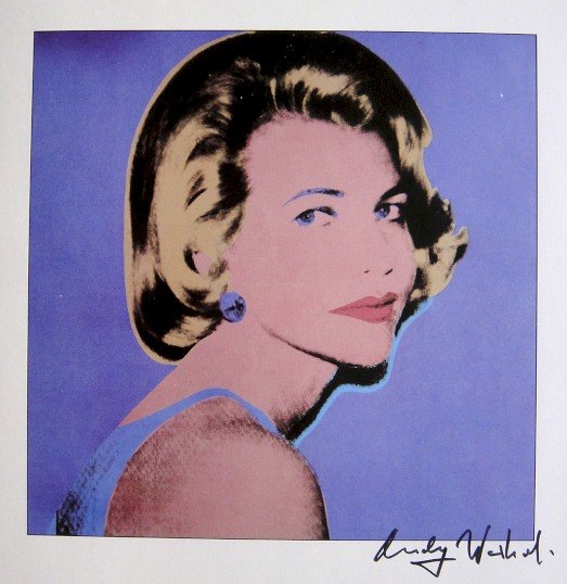 ANDY WARHOL, Signed Print "Portraits", 1982: Andy WARHOL, "Kay Fortson" signed special Print. From a signed VIP-catalog from 1982. Hand signed by Andy Warhol in black pen. Size: 8.27 x 8.27 in (21 x 21 cm), printed on the back.
