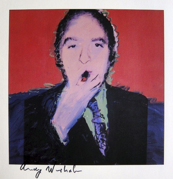ANDY WARHOL, Signed Print "Portraits", 1982: Andy WARHOL, "Ivan Karp" signed special Print. From a signed VIP-catalog from 1982. Hand signed by Andy Warhol in black pen. Size: 8.27 x 8.27 in (21 x 21 cm), printed on the back.