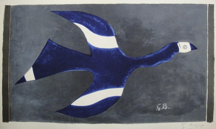 GEORGES BRAQUE, Signed Lithograph, 1963: Georges BRAQUE, signed Lithograph 1963. Hand signed by Braque in pencil. Signed VIP book edition of "Lithograph". Printed by Fernand Mourlot and AndrŽ Sauret, Union de Paris / 1963. Size: 11.8 x 20.6