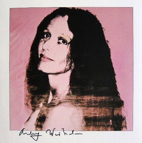 ANDY WARHOL, Signed Print "Portraits", 1982: Andy WARHOL, "Brooke Hayword" signed special Print. From a signed VIP-catalog from 1982. Hand signed by Andy Warhol in black pen. Size: 8.27 x 8.27 in (21 x 21 cm), printed on the back.