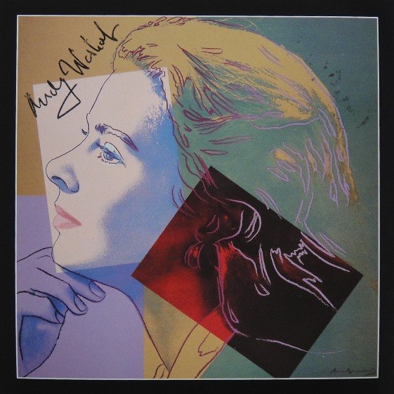 Andy Warhol signed Print "Ingrid Bergman" 1983: Special Print by Andy Warhol "Portrait of Ingrid Bergman". Hand signed by Andy Warhol in black pen. From a signed gallery edition, picturing Ingrid Bergman / Malmš Sweden, 1983. Size: 8.86 x 8.86 inc