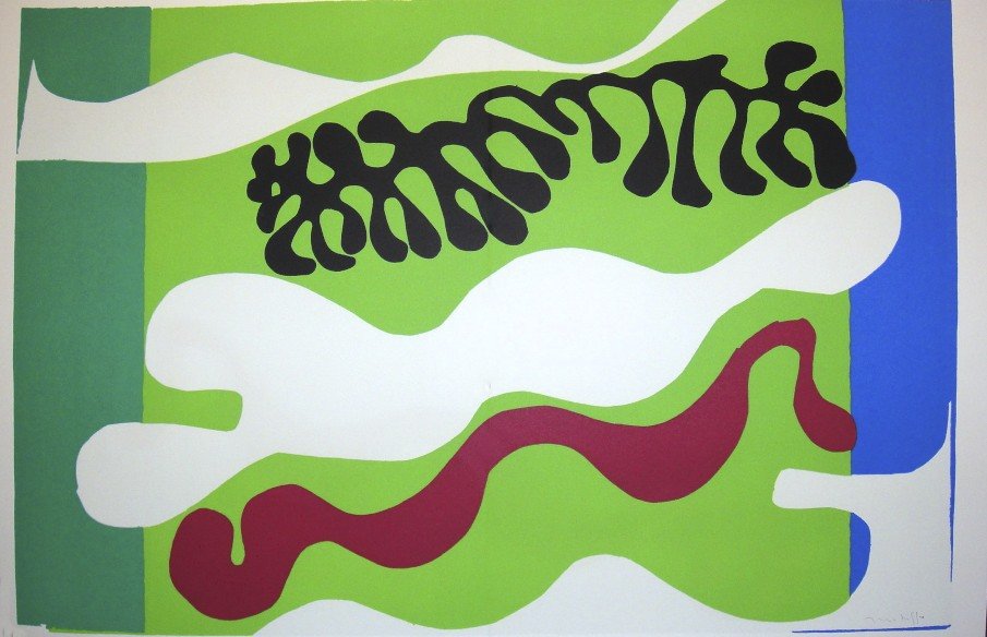 Henri Matisse, signed Lithograph "Jazz", 1951: Henri Matisse, signed lithograph from the VIP folder "Jazz". Hand signed by Matisse in pencil. 2. Edition, published in 1951. Prov: Galerie les Tourettes, Dr. Anne Wertheimer, Paris. Size: 15.16 x 23.