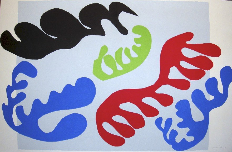 Henri Matisse, signed Lithograph "Jazz", 1951: Henri Matisse, signed lithograph from the VIP folder "Jazz". Hand signed by Matisse in pencil. 2. Edition, published in 1951. Prov: Galerie les Tourettes, Dr. Anne Wertheimer, Paris. Size: 15.16 x 23.