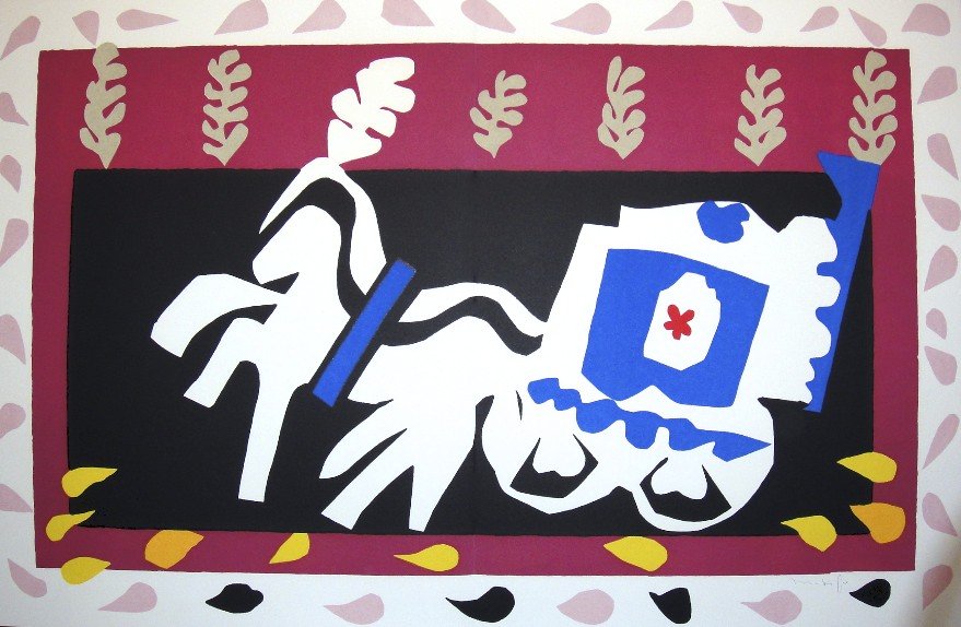 Henri Matisse, signed Lithograph "Jazz", 1951: Henri Matisse, signed lithograph from the VIP folder "Jazz". Hand signed by Matisse in pencil. 2. Edition, published in 1951. Prov: Galerie les Tourettes, Dr. Anne Wertheimer, Paris. Size: 15.16 x 23.