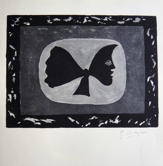 GEORGES BRAQUE, Signed Print, 1963: Georges BRAQUE, signed Print 1963. Hand signed by Braque in pencil. Signed VIP book edition of "Lithograph". Printed by Fernand Mourlot and AndrŽ Sauret, Union de Paris / 1963. Size: 11.8 x 12.01 in 