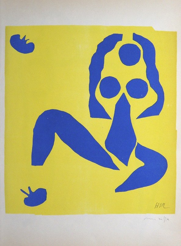 Henri Matisse "Verve Paris" signed original Lithograph: Henri Matisse, original Lithograph "Nu bleu". From a signed VIP book "Verve Paris" from 1953. Hand signed by Matisse in pencil and signed in the plate. Editeur Fernand Mourlot. Size: 13.8 x 10.2 in (3
