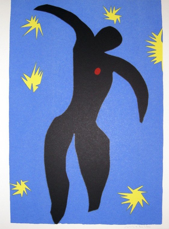 Henri Matisse, signed Lithograph "Jazz", 1951: Henri Matisse, signed lithograph from the VIP folder "Jazz". Hand signed by Matisse in pencil. 2. Edition, published in 1951. Prov: Galerie les Tourettes, Dr. A. Wertheimer, Paris. Size: 15.16 x 11.61