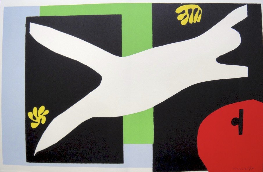 Henri Matisse, signed Lithograph "Jazz", 1951: Henri Matisse, signed lithograph from the VIP folder "Jazz". Hand signed by Matisse in pencil. 2. Edition, published in 1951. Prov: Galerie les Tourettes, Dr. Anne Wertheimer, Paris. Size: 14.57 x 22.