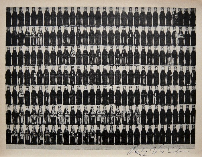 ANDY WARHOL, Signed Special Print, 1965: Andy WARHOL, "Coca-Cola" signed special Print. From a signed VIP book from 1965. Hand signed by Andy Warhol in black pen. Size: 10.43 x 7.87 in (26.5 x 20 cm), printed on the back.
