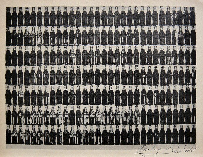 ANDY WARHOL, Signed Special Print, 1965: Andy WARHOL, "Coca - Cola" signed special Print. From a signed VIP book from 1965. Hand signed by Andy Warhol in black pen. Size: 10.43 x 8.07 in (26.5 x 20.5 cm), printed on the back.