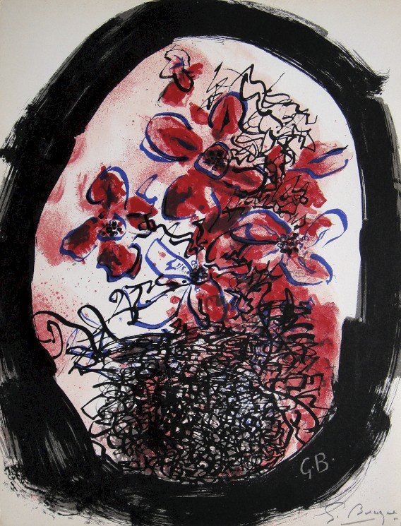 GEORGES BRAQUE, Signed Lithograph, 1963: Georges BRAQUE, signed Lithograph. Hand signed by Braque in pencil. From a signed VIP book, published in 1963. Printed by Fernand Mourlot and AndrŽ Sauret, Union de Paris / 1963. Size: 12.6 x 9.61 in