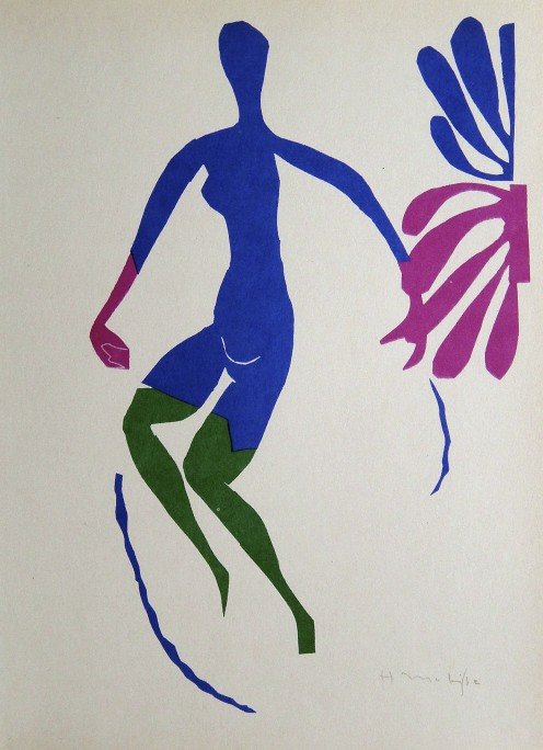 Henri Matisse "Nu Bleu with green stockings" signed ori: Henri Matisse, original Lithograph "Nu bleu with green stockings". From a signed VIP book 1947. Hand signed by Matisse in pencil. Editeur Fernand Mourlot. Size: 13.8 x 10.2 in (30 x 22.5 cm), small pi