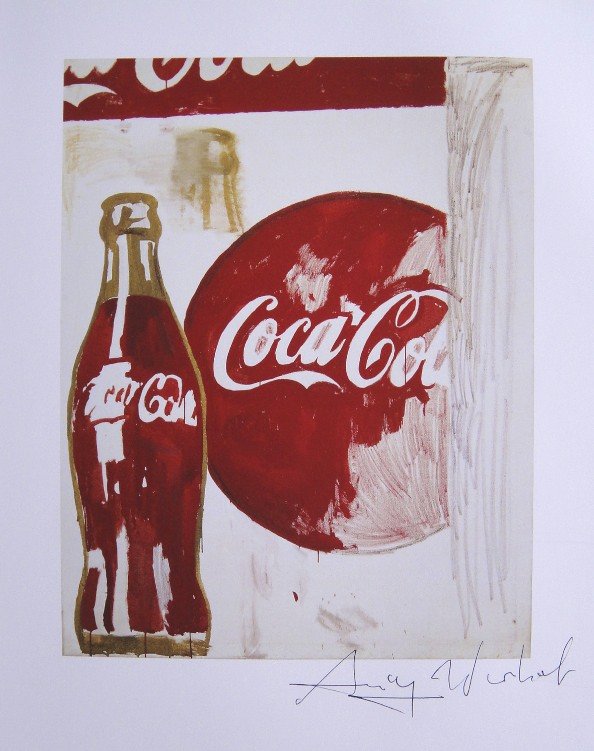 ANDY WARHOL, "Coca-Cola" signed Print, 1982: Andy WARHOL, "Coca-Cola" signed Print. From a signed VIP book from 1982. Hand signed by Andy Warhol in black pen. Size: 10.63 x 8.66 in (27 x 22 cm).