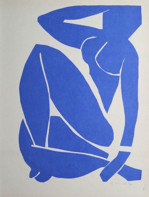 Henri Matisse "Bleu Nue" signed original Lithograph: Henri Matisse, original Lithograph "Bleu Nue". From a signed VIP book 1947. Hand signed by Matisse in pencil. Editeur Fernand Mourlot. Size: 13.8 x 10.2 in (30 x 22.5 cm), small picture number.