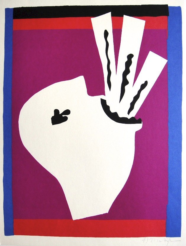 Henri Matisse, signed Lithograph "Jazz", 1951: Henri Matisse, signed lithograph from the VIP folder "Jazz". Hand signed by Matisse in pencil. 2. Edition, published in 1951. Prov: Galerie les Tourettes, Dr. A. Wertheimer, Paris. Size: 15.16 x 11.61