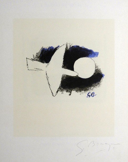 Georges Braque Lithograph Ecole de Paris 1952: Original lithograph from a VIP folder, 1952. Hand signed by Georges Braque in pencil. Lithograph: Fernand Mourlot, Paris. Editeur and Prov: Galerie Maeght, Paris. Size: 11.8 x 9 inches (30 x 23 cm), p