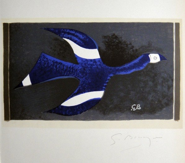 Georges Braque Lithograph Ecole de Paris 1952: Original lithograph from a VIP folder, 1952. Hand signed by Georges Braque in pencil. Lithograph: Fernand Mourlot, Paris. Editeur and Prov: Galerie Maeght, Paris. Size: 11.8 x 9 inches (30 x 23 cm), p