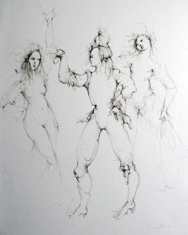 Leonor FINI, signed original Lithograph 1973: Original Lithograph by Leonor FINI. Hand signed by Fini in pencil. From a signed VIP book published in 1973. Size: 14.2 x 11 inches (36 x 28 cm). Very beautiful and rare lithograph in best conditions.