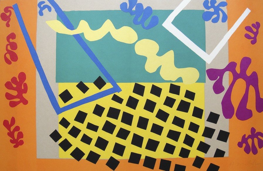 Henri Matisse, signed Lithograph "Jazz", 1951: Henri Matisse, signed lithograph from the VIP folder "Jazz". Hand signed by Matisse in pencil. 2. Edition, published in 1951. Prov: Galerie les Tourettes, Dr. Anne Wertheimer, Paris. Size: 15.35 x 23.
