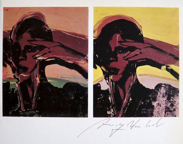 Andy Warhol, signed offset Print, 1975: Signed offset Print "Ladies and gentlemen" by Andy Warhol. Hand singed by Andy Warhol in black pen. From a special VIP book 1975. Size: 8.86 x 7.87 inches (22.5 x 20 cm), titel on the back.