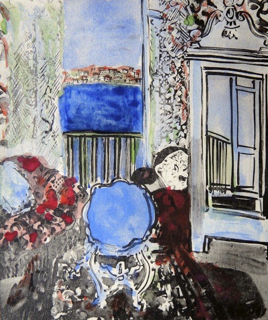 Raoul DUFY, signed original Lithograph, 1930: Wonderful original hand colored lithograph "Fenetre sur la Mer" by Raoul Dufy. Hand signed by Raoul Dufy in pencil. Published in 1930 in a limited edition of 200 signed exemplars. From the Suite "Raou