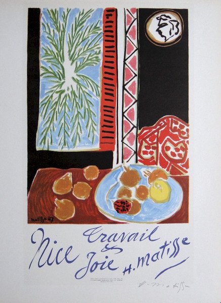 Henri MATISSE Lithograph Ecole de Paris 1952: Original lithograph "Nice" from a VIP folder, 1952. Hand signed by Henri Matisse in pencil. Lithograph: Fernand Mourlot, Paris. Editeur and Prov: Galerie Maeght, Paris. Size: 11.8 x 9 inches (30 x 23 
