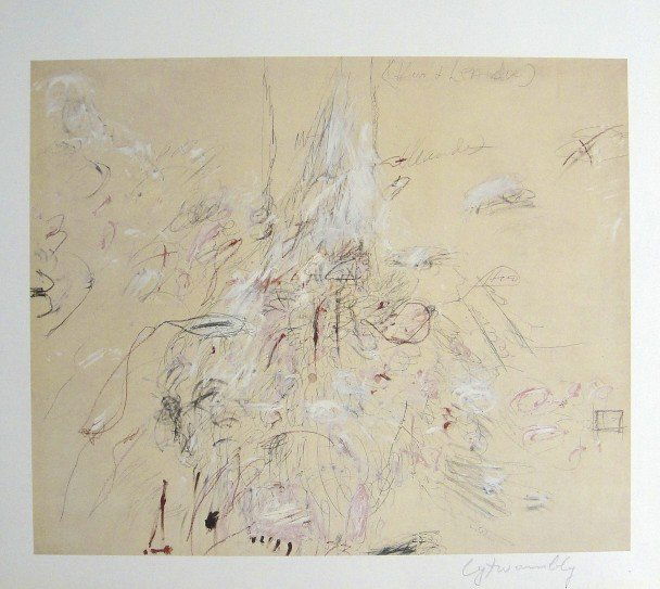 CY TWOMBLY, Special signed Print, 2002: Cy TWOMBLY, special signed Print, 2002. From a signed exhibition cataloge: Daros Exhibition 2002. Audible Silence: Cy Twombly at Daros. Hand signed by Cy Twombly in pencil. Size: 11.02 x 11.61 inches