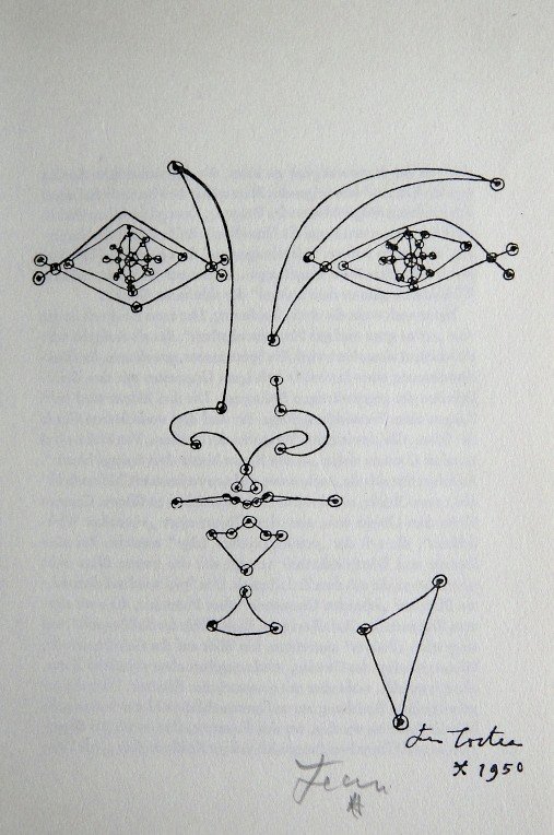 Jean COCTEAU, Signed Print 1958: Signed Print by Jean Cocteau. Hand signed by Cocteau in pencil. Published in the signed special editionin 1959. Size: 9.45 x 6.3 inches (24 x 16 cm), printed on the back.