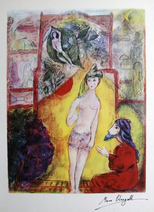 Marc CHAGALL, "Four Tales from the Arabian NightsÓ: Handsigned Lithograph "Four Tales from the Arabian Nights", (Gauss Nr. 36). Hand signed by Marc CHAGALL in black ink. First Edition from 1960. Editeur: Fernand Murlot, Paris / AndrŽ Sauret, Paris. Si